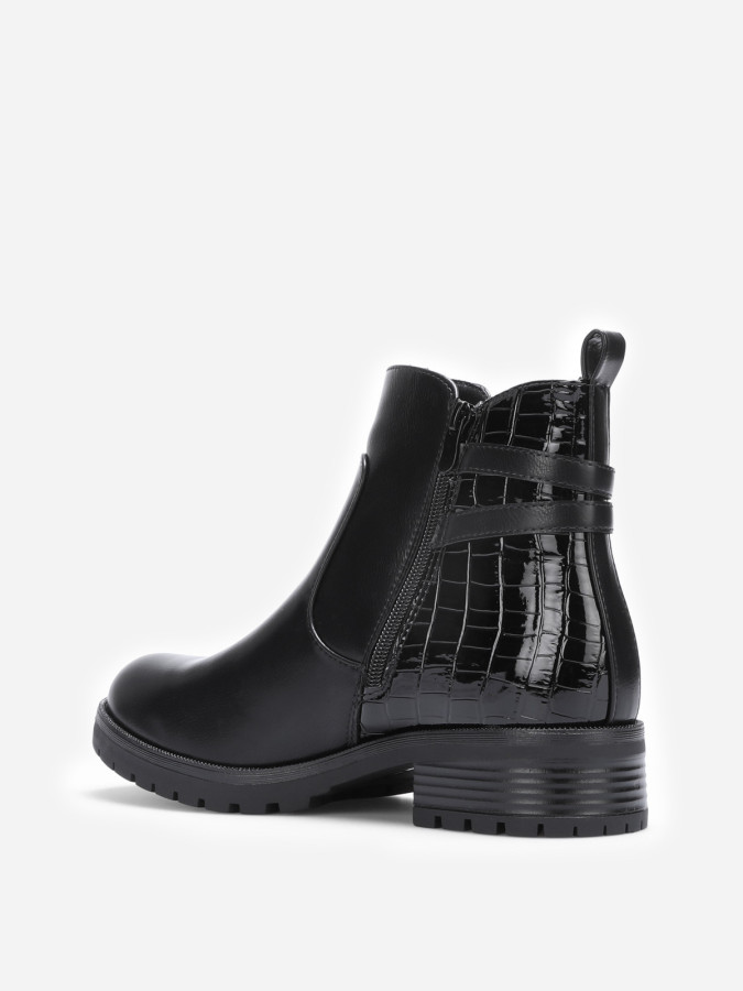 Bottines noires bi-matières à zip