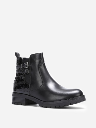 Bottines noires bi-matières à zip