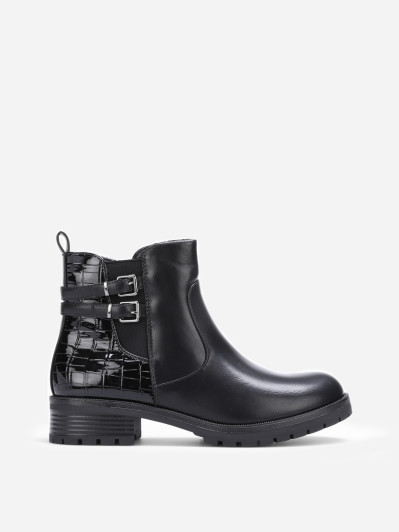 Bottines noires bi-matières à zip