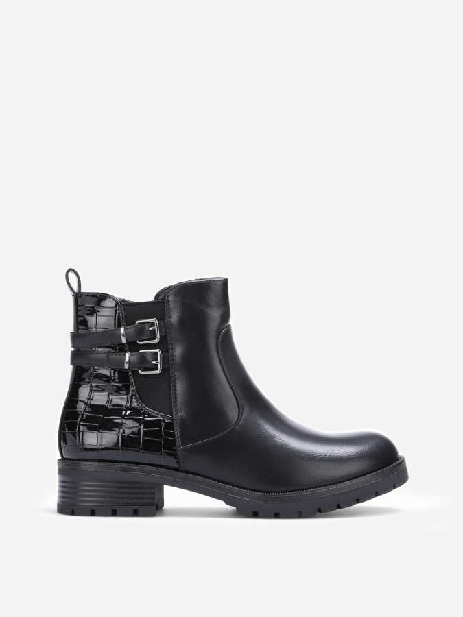 Bottines noires bi-matières à zip