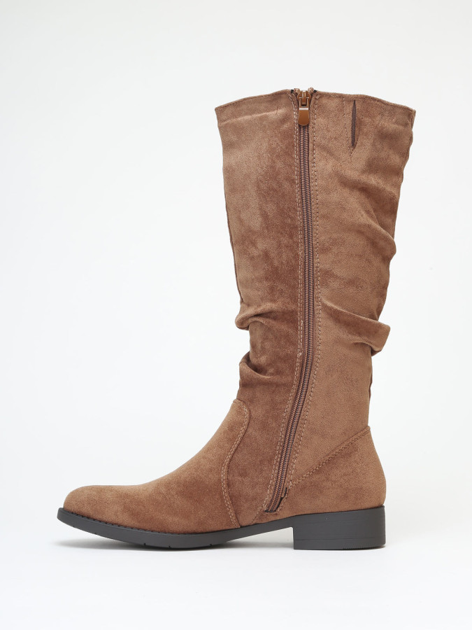 Bottes plissées en suédine