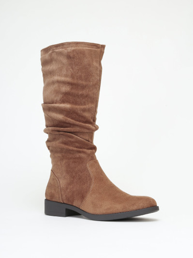 Bottes plissées en suédine