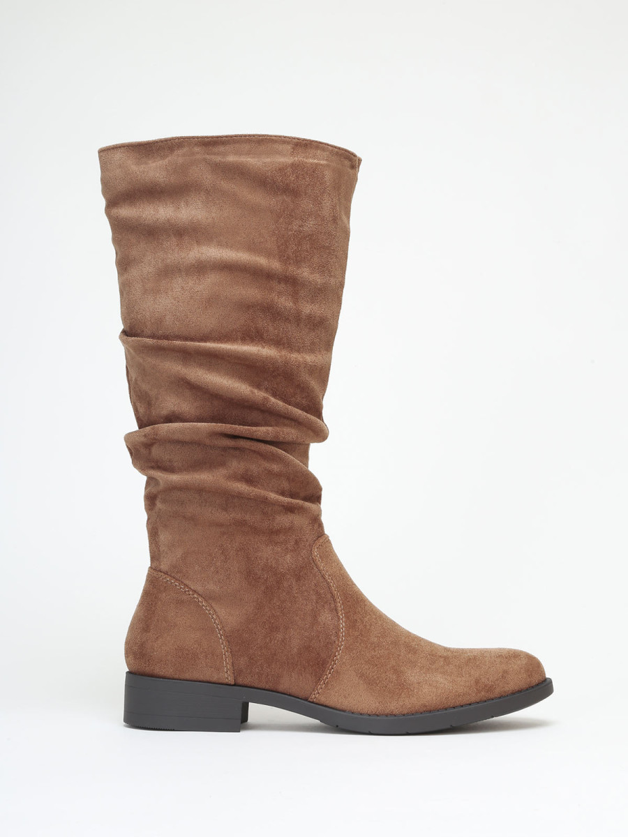 Bottes plissées en suédine