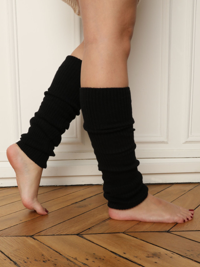 Guêtres noires en maille côtelée