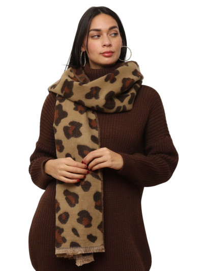 Écharpe duveteuse à motif léopard