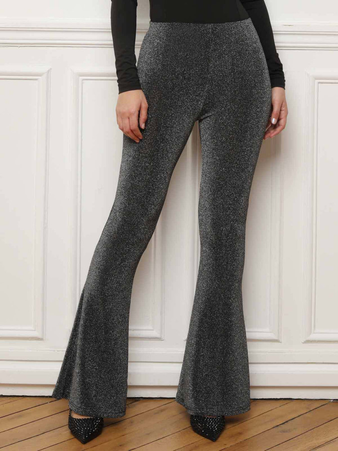 Pantalon argenté flare pailleté