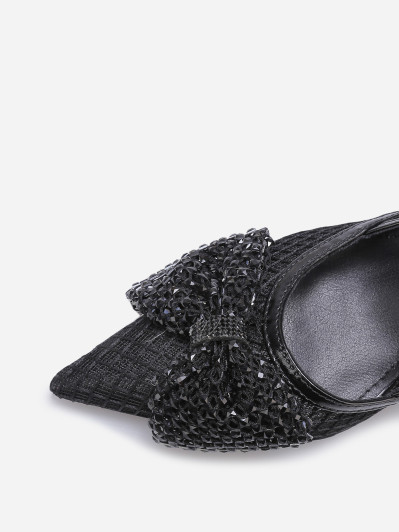 Escarpins slingback à nœud en strass