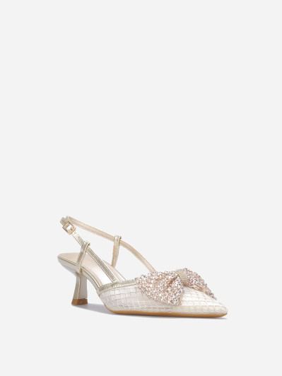 Escarpins slingback à nœud en strass