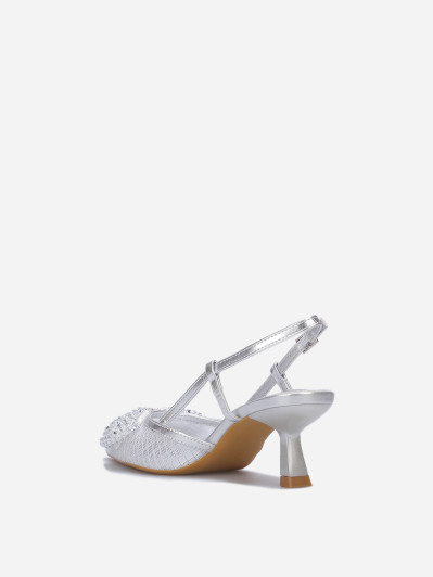 Escarpins slingback à nœud en strass