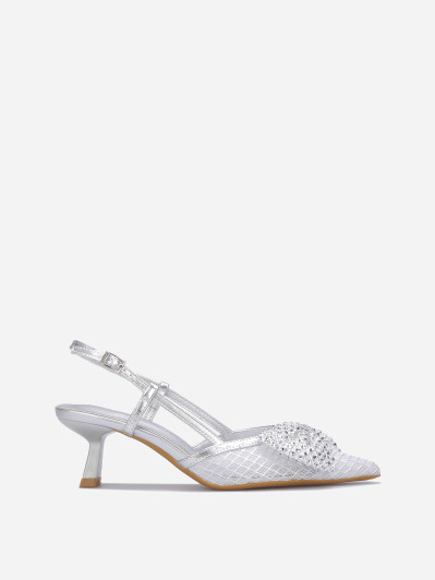 Escarpins slingback à nœud en strass