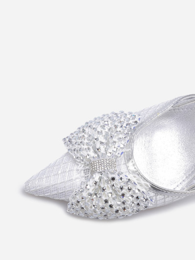 Escarpins slingback à nœud en strass