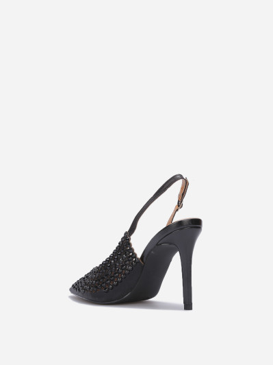 Escarpins slingback à haut talon et strass