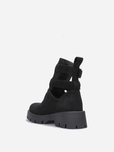 Bottines en suédine noires avec brides à boucles