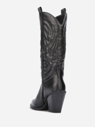 Bottes western en simili à surpiqûres