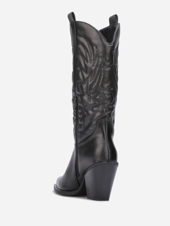 Bottes western en simili à surpiqûres