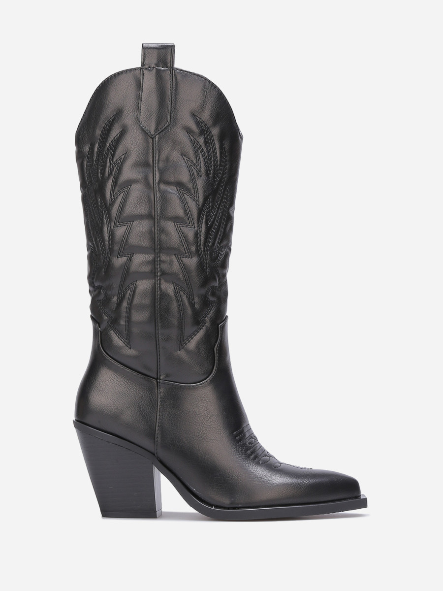 Bottes western en simili à surpiqûres