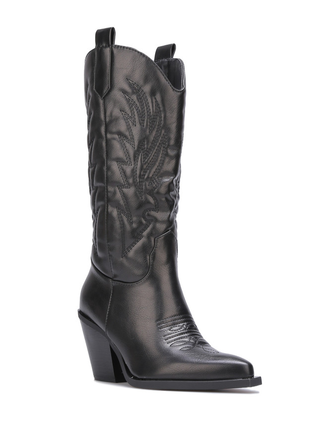 Bottes western en simili à surpiqûres