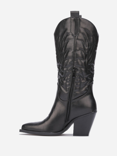 Bottes western en simili à surpiqûres