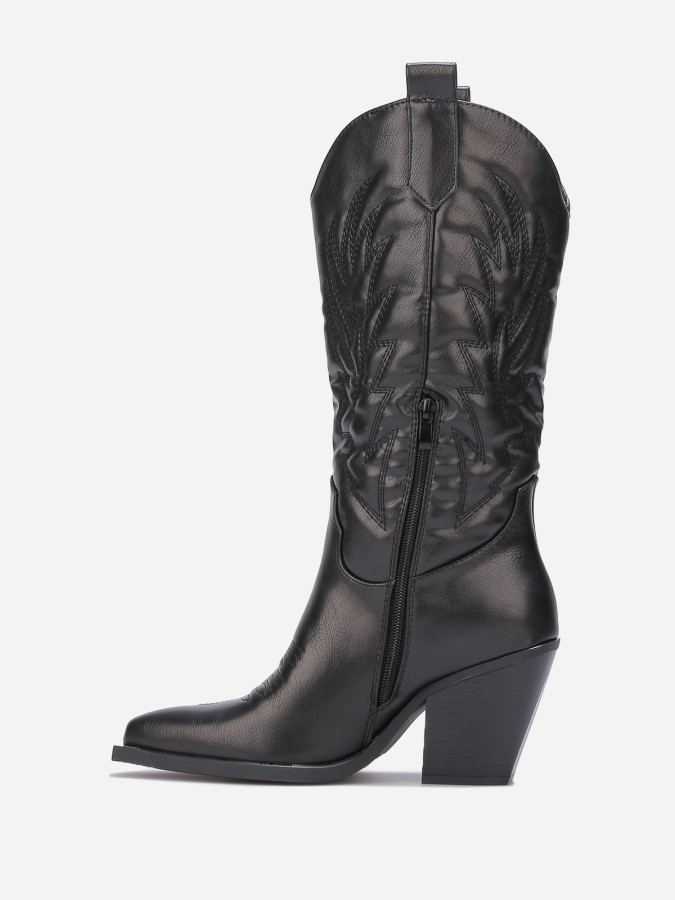 Bottes western en simili à surpiqûres