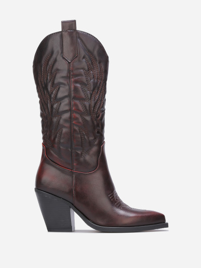 Bottes western en simili à surpiqûres