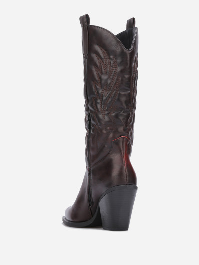 Bottes western en simili à surpiqûres