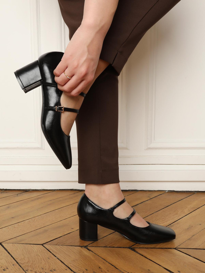 Babies noires double brides et bout carré