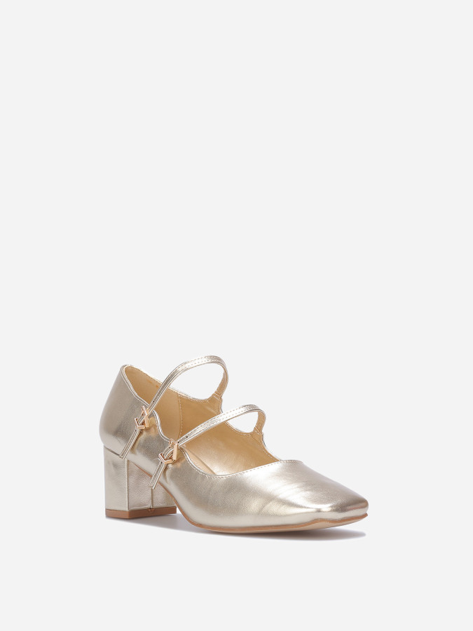 Babies dorées double brides et bout carré