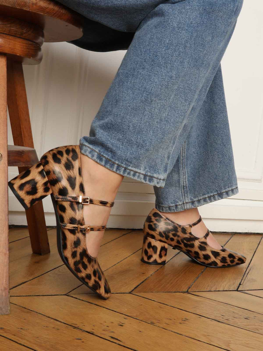 Babies léopard double brides et bout carré