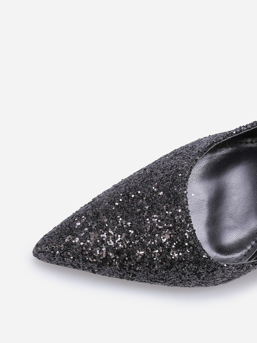 Escarpin Noir à Talon Avec Sequins - Taille 36 - Occasion - Sans Marque