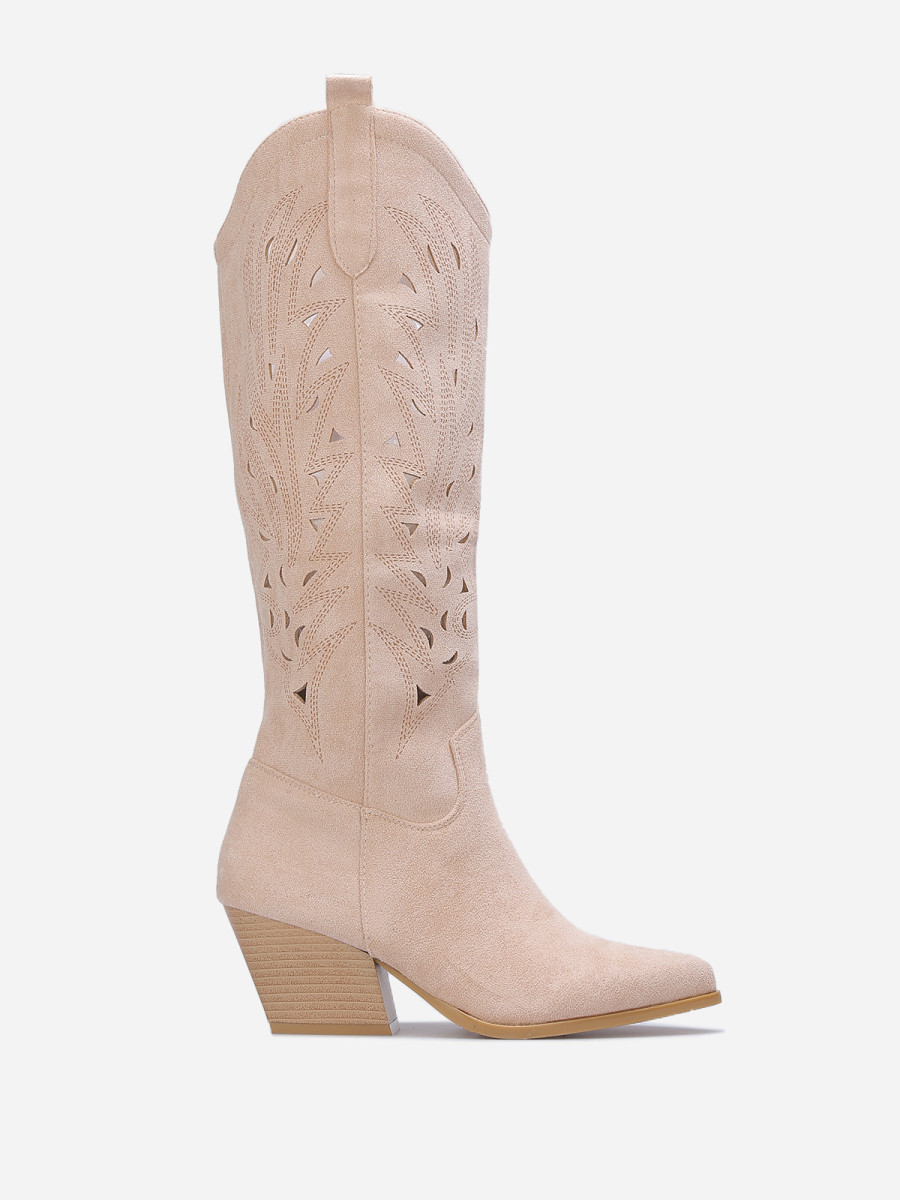 Santiags en suédine à motif ajouré