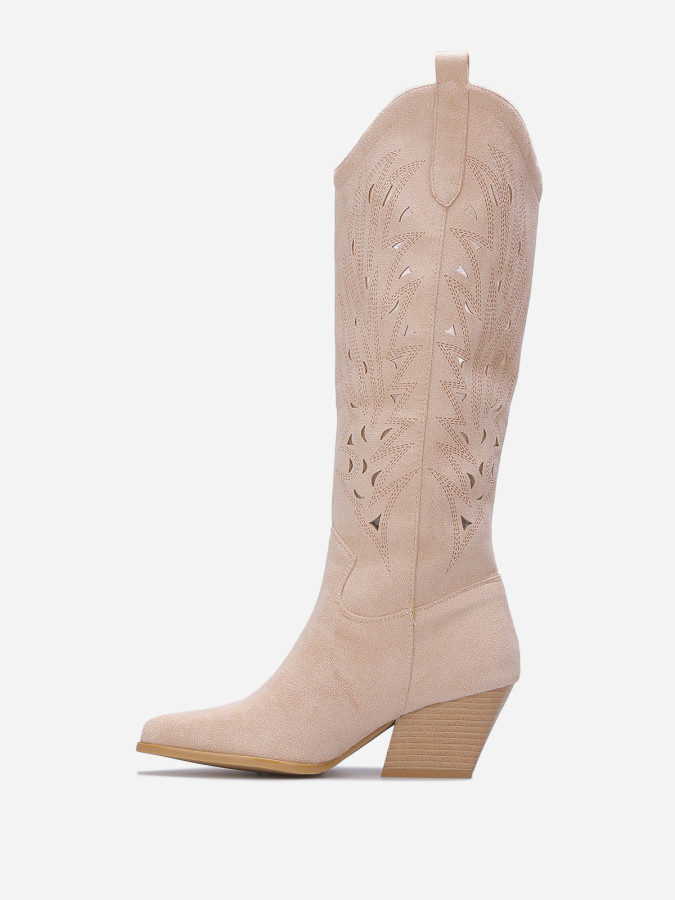 Santiags en suédine à motif ajouré