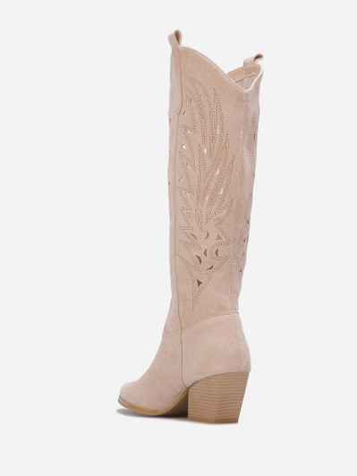 Santiags en suédine à motif ajouré