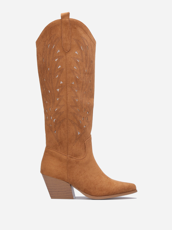 Santiags en suédine à motif ajouré