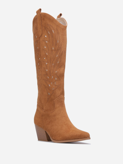 Santiags en suédine à motif ajouré