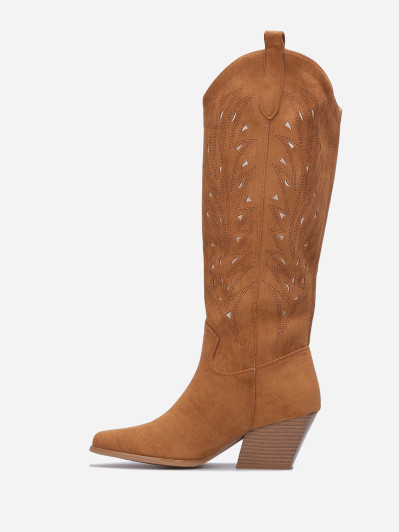 Santiags en suédine à motif ajouré