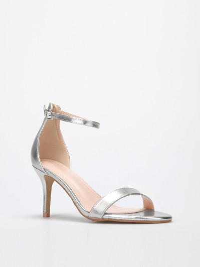 Sandales en simili à talon aiguille argentées