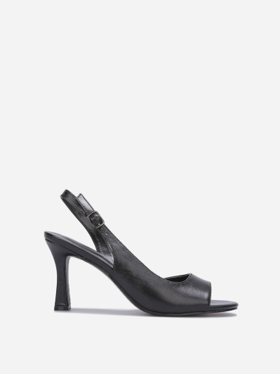 Sandales asymétriques noires à talon fin