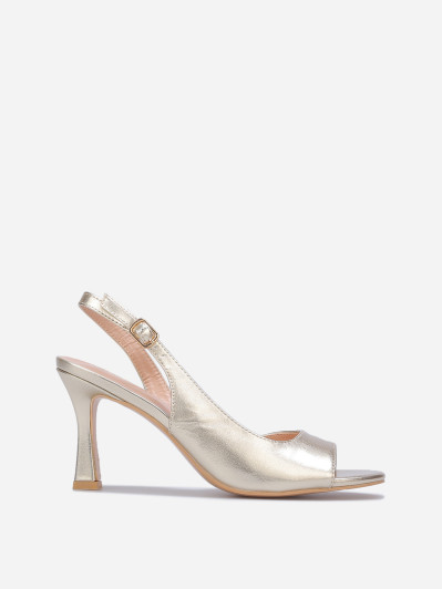 Sandales asymétriques dorées à talon fin