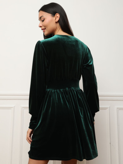 Robe vert foncé patineuse en velours