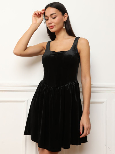 Robe corset en velours noir