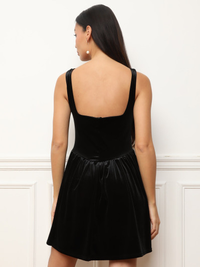 Robe corset en velours noir