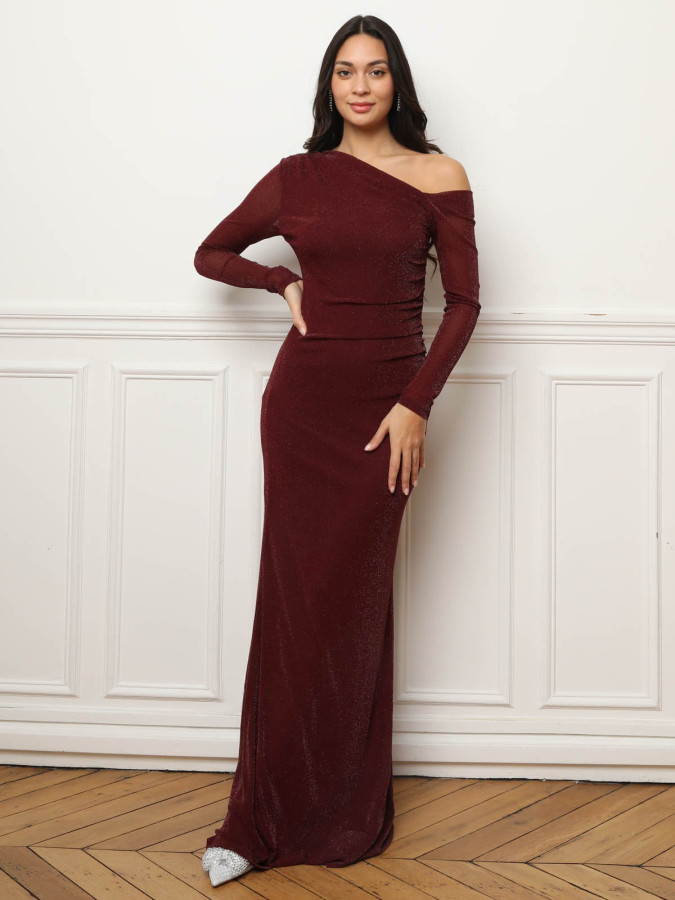 Robe De Plage Asymétrique CALLIOPE WOMEN Taille L – Manches Longues, Pailletée Rose