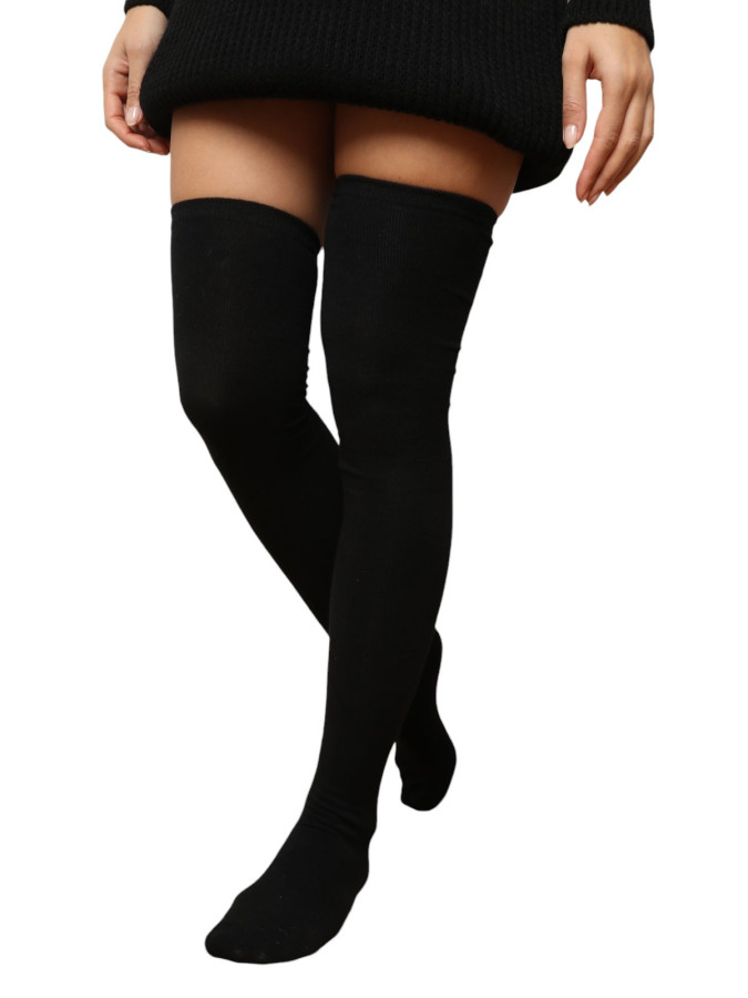 Chaussettes montantes unies noires