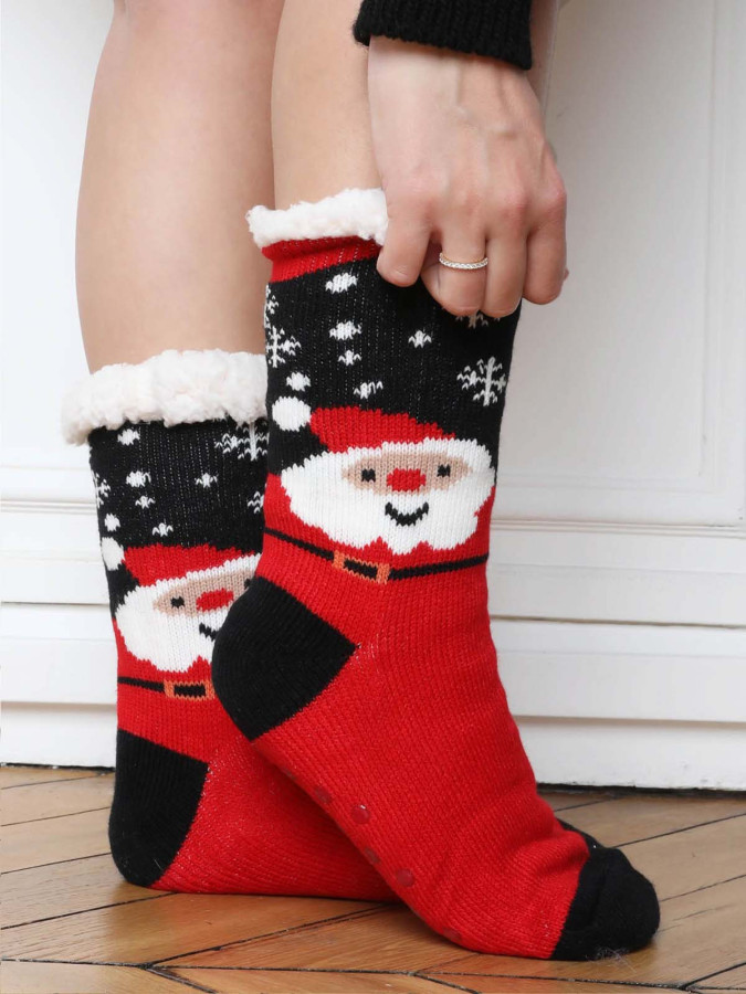 Chaussettes noires à motifs de Noël