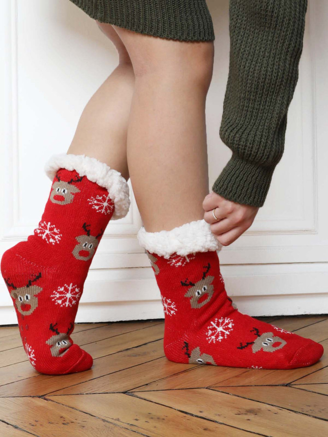 Chaussettes rouges à motifs de Noël