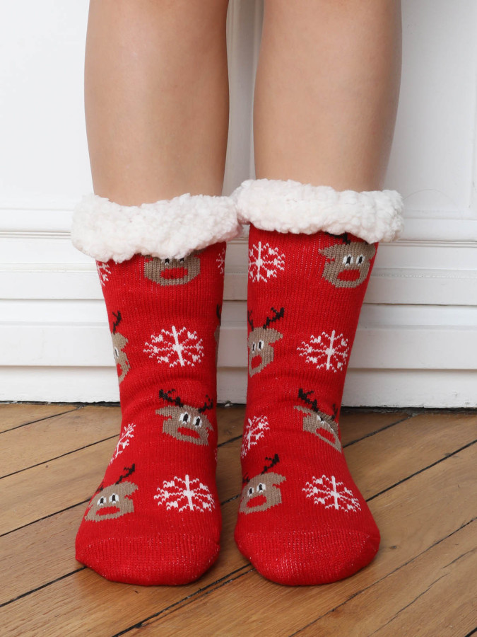 Chaussettes rouges à motifs de Noël