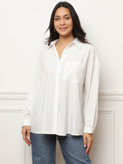 Chemise blanche ample à strass