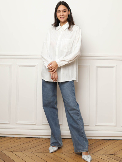 Chemise blanche ample à strass