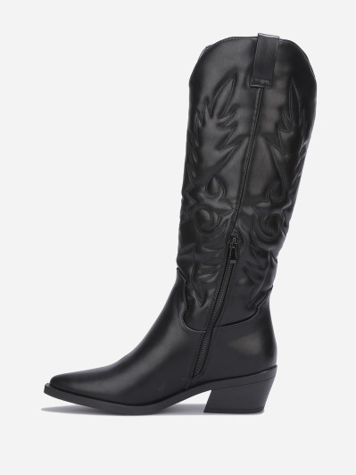 Santiags noires en simili à surpiqûres