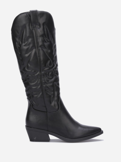 Santiags noires en simili à surpiqûres